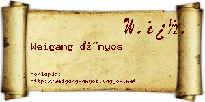Weigang Ányos névjegykártya